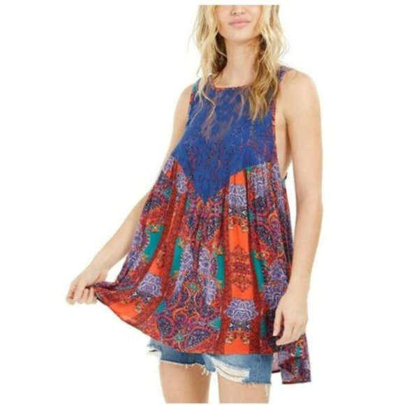 Free People Count Me In Trapeze Hot Red Combo S - Picture 6 of 9